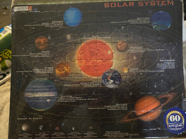 Vintage Larsen Solar System Educational Tray Puzzle Springbok Exclusive Norway