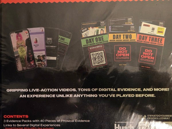 NEW Who Killed Mia? Digitally Immersive Murder Mystery Game - Sealed Excellent!