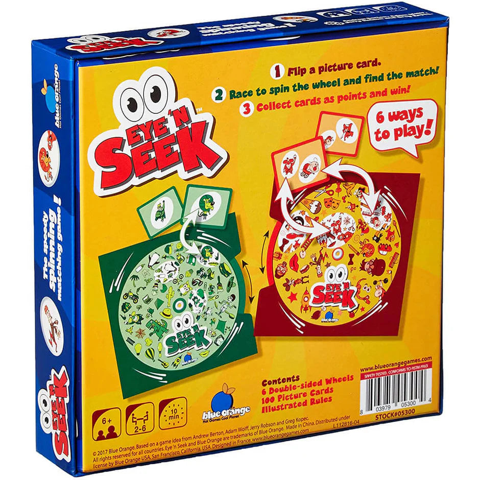 NEW Blue Orange Eye 'N Seek Game 05300 Factory Sealed Fast Spinning Matching Kid