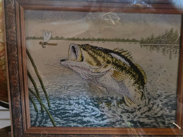 Bucilla 43975 Largemouth Bass Cross Stitch Kit Sealed Robert Hautman Rare HTF 2002