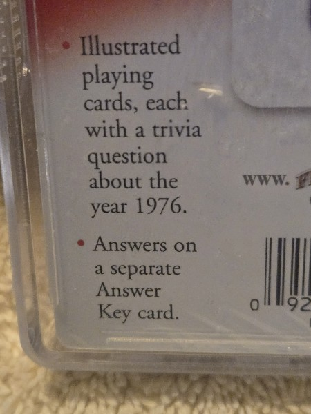 Share 1976 Trivia Challenge Playing Cards – Flickback Regulation 54-Card Deck NEW SEALED