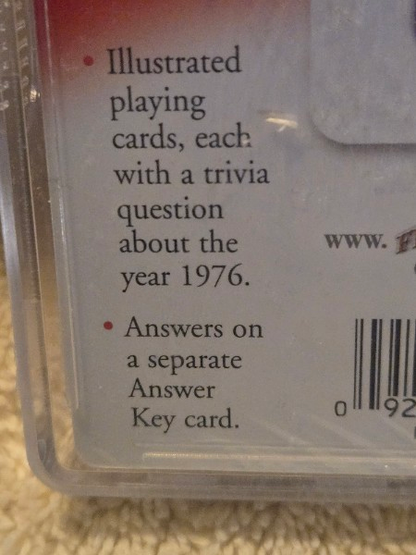 Share 1976 Trivia Challenge Playing Cards – Flickback Regulation 54-Card Deck NEW SEALED