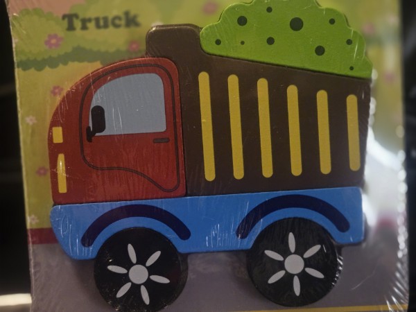 4 CHILDRENS 4-6 PIECE WOODEN PUZZLES; TRUCK, EXCAVATOR, SUBMARINE & SHIP. SEALED