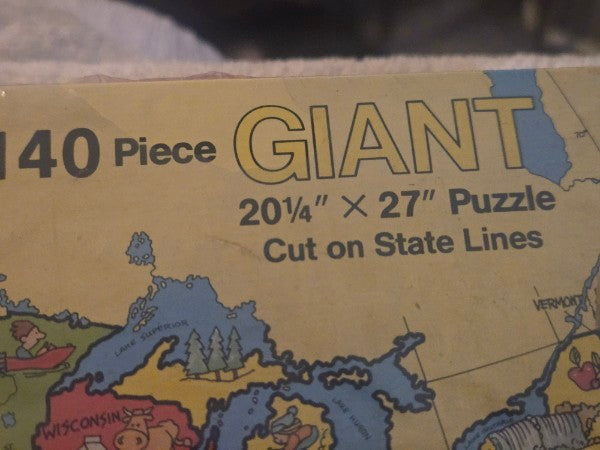 Vintage 1990 Schoolhouse US Map Giant 140 Piece Puzzle Factory Sealed New Old Stock