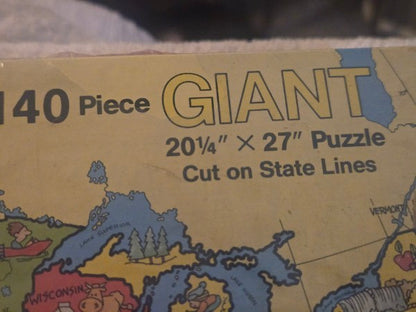 Vintage 1990 Schoolhouse US Map Giant 140 Piece Puzzle Factory Sealed New Old Stock