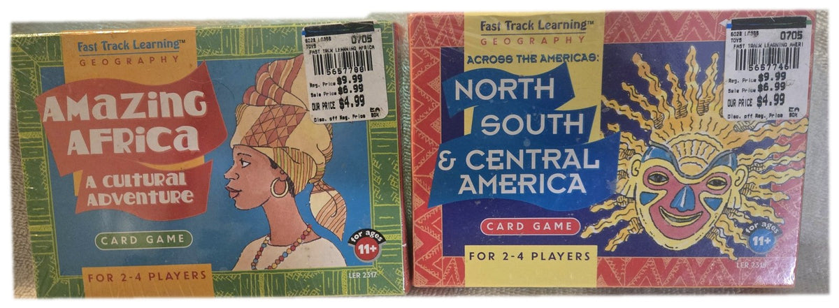 Lot of 2 Learning Resources Geography Card Games - Amazing Africa - Across the Americas - Sealed