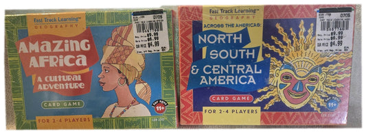 Lot of 2 Learning Resources Geography Card Games - Amazing Africa - Across the Americas - Sealed