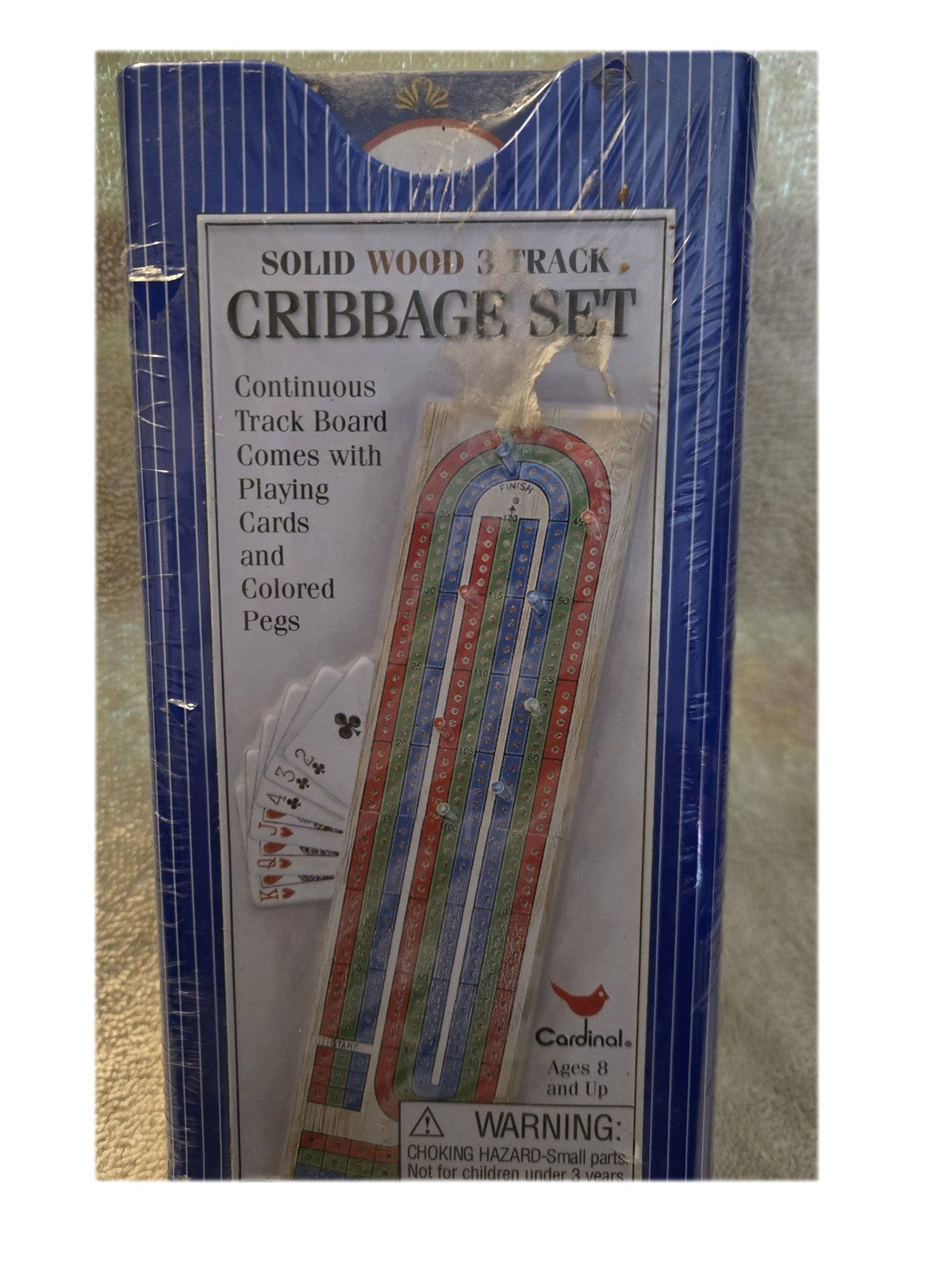 Cardinal Solid Wood 3 Track Cribbage Set - Folding Board - Cards - Pegs - Sealed