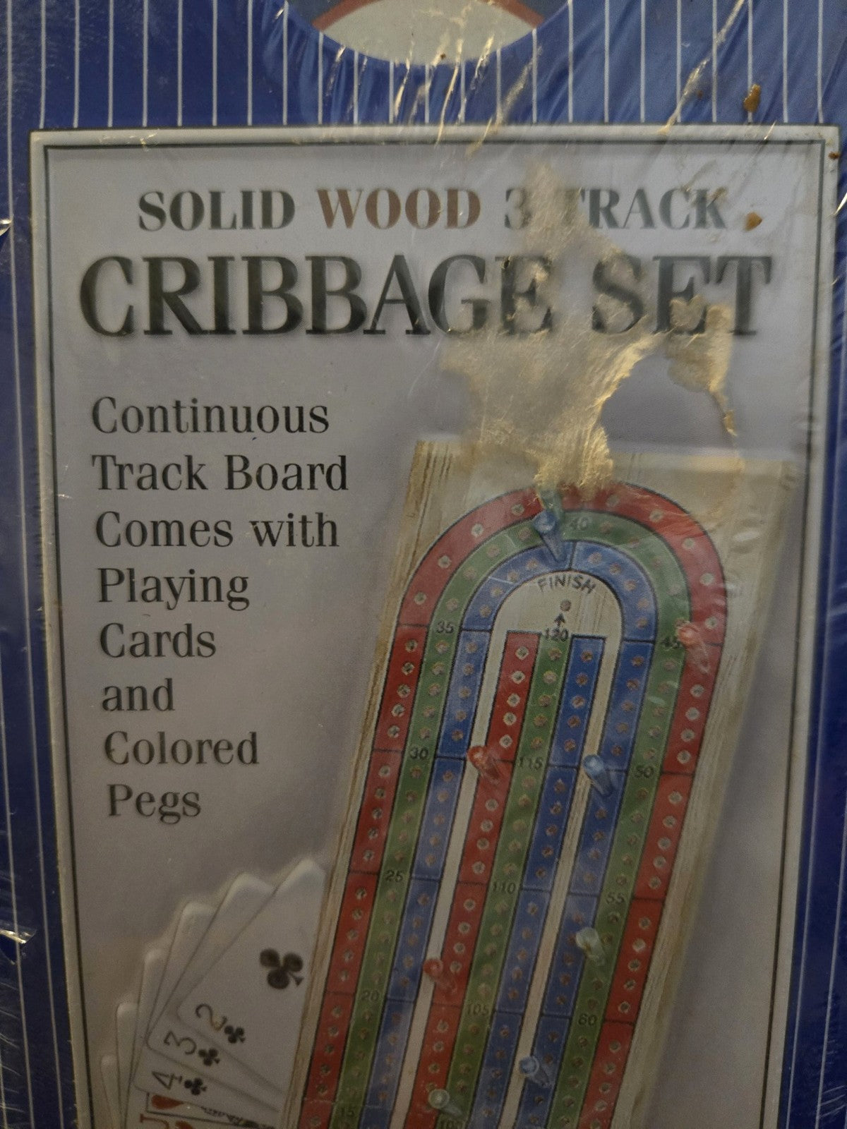 Cardinal Solid Wood 3 Track Cribbage Set - Folding Board - Cards - Pegs - Sealed