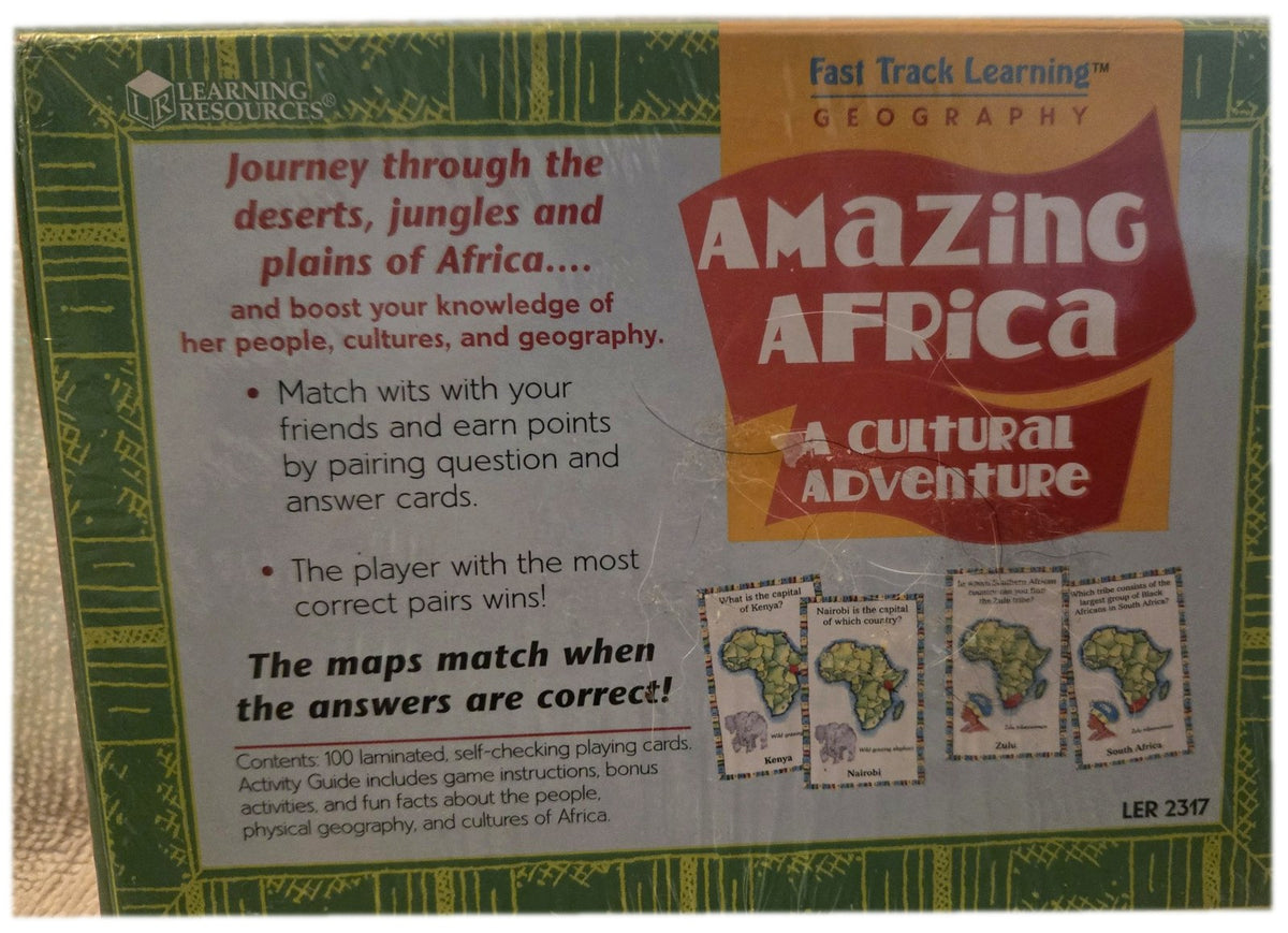 Lot of 2 Learning Resources Geography Card Games - Amazing Africa - Across the Americas - Sealed