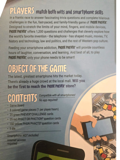 Phone Phever Board Game The Uproarious Game of SmartPhones & Phone Smarts