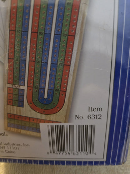 Cardinal Solid Wood 3 Track Cribbage Set - Folding Board - Cards - Pegs - Sealed