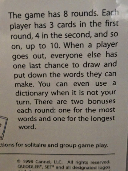 Quiddler Card Game The Short Word Game by SET Enterprises New Sealed