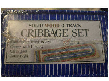 Cardinal Solid Wood 3 Track Cribbage Set - Folding Board - Cards - Pegs - Sealed