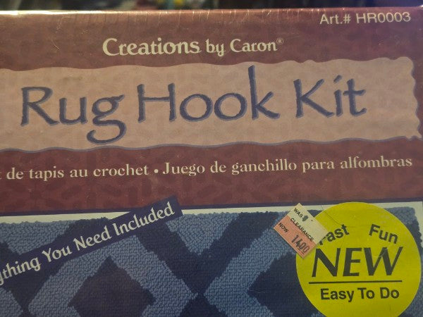 Vtg Caron Latch Hook Kit "Diamond Quilt" 18"x27" NEW SEALED Art HR0003 Blue