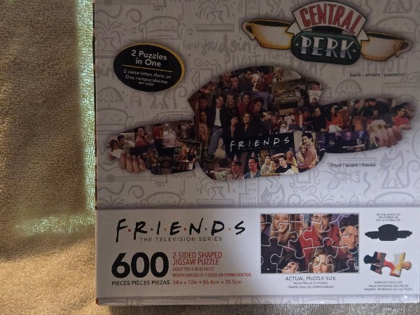 Friends Central Perk 2-Sided Shaped Jigsaw Puzzle 600 Pieces Aquarius New Sealed