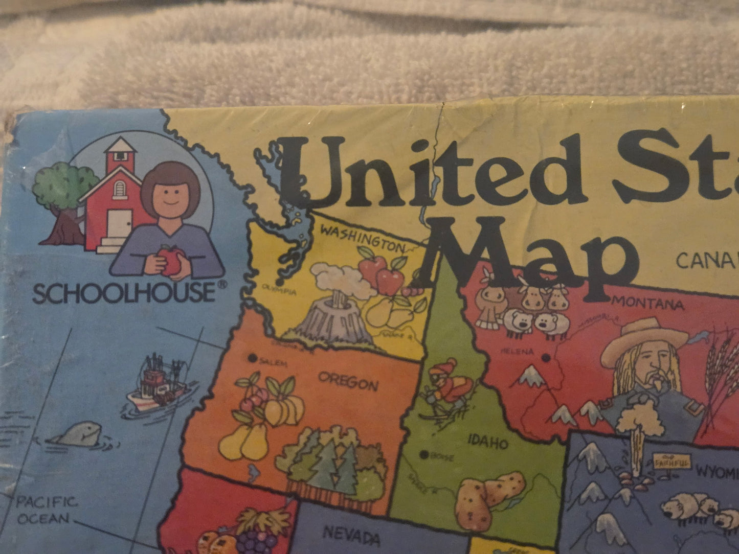 Vintage 1990 Schoolhouse US Map Giant 140 Piece Puzzle Factory Sealed New Old Stock