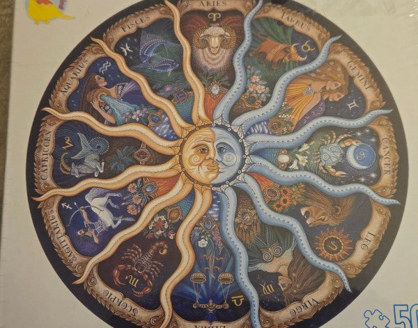 Moruska Zodiac 500 Piece Circular Puzzle Celestial Sun Moon Signs Mandala New
