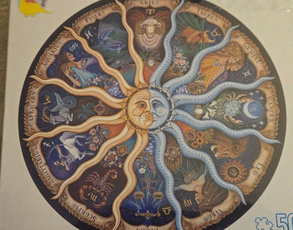 Moruska Zodiac 500 Piece Circular Puzzle Celestial Sun Moon Signs Mandala New