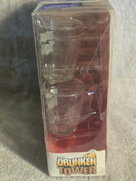 ICUP Drunken Tower Drinking Game - New In Box - 4 Shot Glasses 60 Wood Blocks