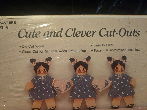 VINTAGE Demis Products Three Sisters Mini Hang-Up Die-Cut Wood Craft Kit #008667 NEW SEALED!