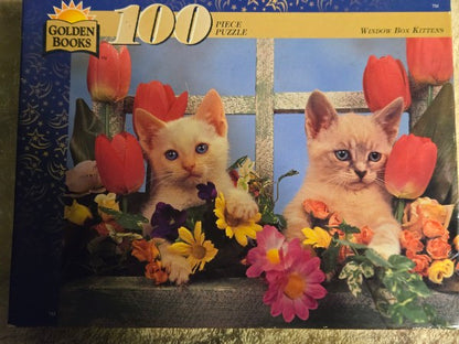 Vintage 1996 Golden Books "Window Box Kittens" 100 Piece Puzzle - NEW SEALED