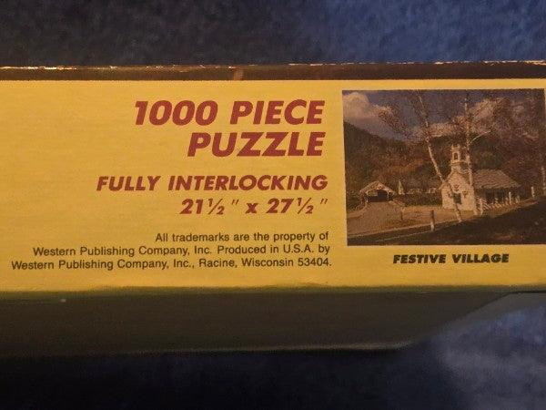 Vintage Golden 1000 Piece Puzzle Festive Village New England Covered Bridge NEW Sealed