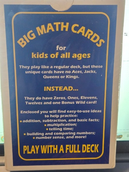 BOX CARS AND ONE EYED JACKS BIG MATH EDUCATIONAL CARDS FOR KIDS OF ALL AGES NEW