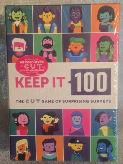 Keep It 100: The Game of Surprising Surveys by Cut - Adult Party Card Game NEW