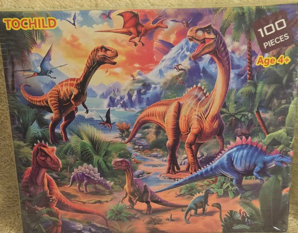 TOCHILD Dinosaur Jigsaw Puzzle for Kids 100 Piece New Sealed Ages 4+ T-Rex 15x11
