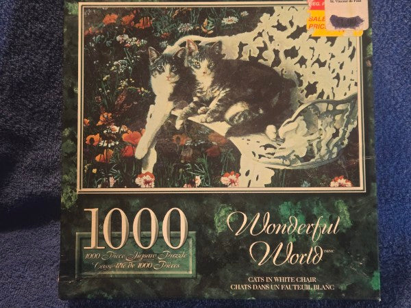 SURE-LOX 1000 Piece Jigsaw Puzzle Wonderful World "Cats in White Chair" NEW