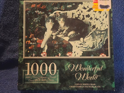 SURE-LOX 1000 Piece Jigsaw Puzzle Wonderful World "Cats in White Chair" NEW