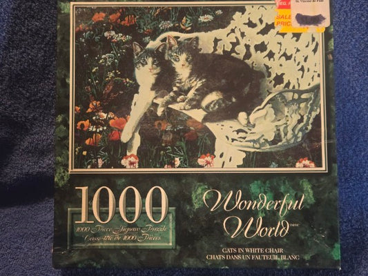SURE-LOX 1000 Piece Jigsaw Puzzle Wonderful World "Cats in White Chair" NEW