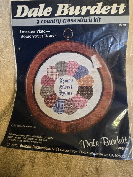 &nbsp;Vintage 1985 Dale Burdett Cross Stitch Kit Dresden Plate Home Sweet Home CK232