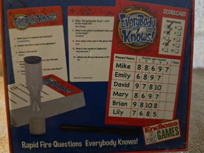 Everybody Knows Rapid Fire Questions Trivia Game Endless Games Sealed New Item 376