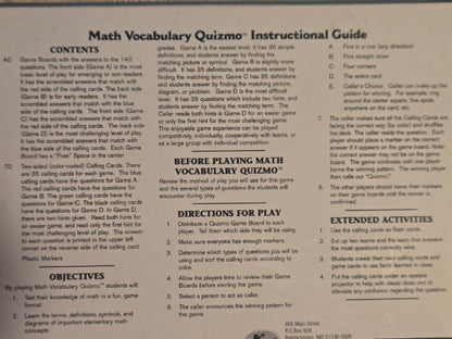 Quizmo Math Vocabulary Educational Bingo Game New Sealed World Class Materials