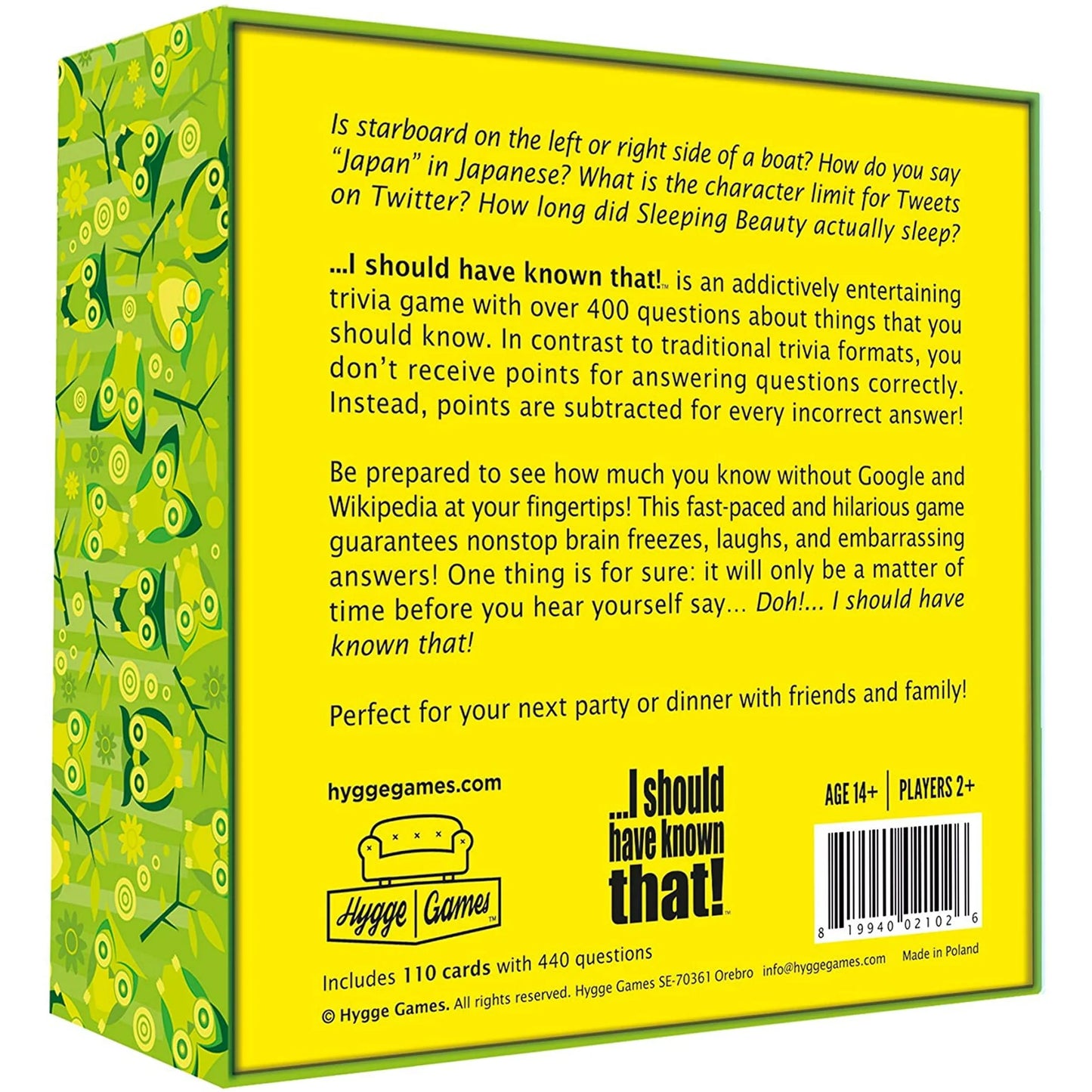 I Should Have Known That! Trivia Game New Sealed Party Quiz Card Game Adults