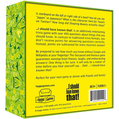 I Should Have Known That! Trivia Game New Sealed Party Quiz Card Game Adults
