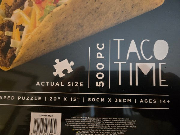 Pink Sky Taco Time 500 Piece Shaped Jigsaw Puzzle Factory Sealed Foodie Novelty