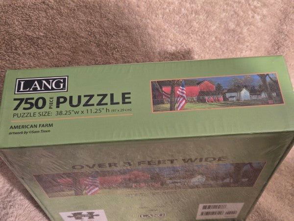 LANG American Farm Panoramic Puzzle 750 Piece Sam Timm Over 3 Feet Wide NEW