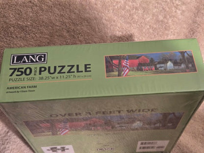 LANG American Farm Panoramic Puzzle 750 Piece Sam Timm Over 3 Feet Wide NEW