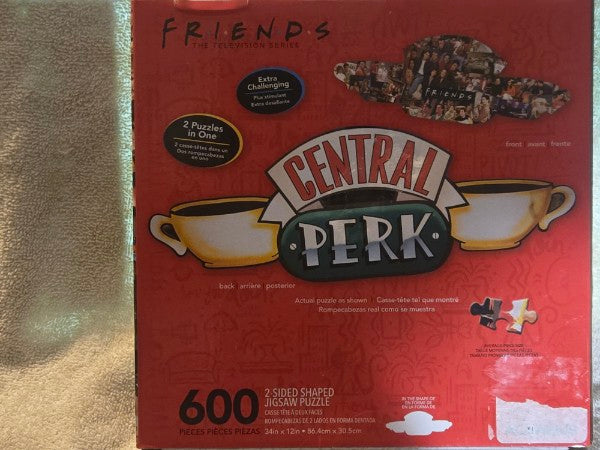 Friends Central Perk 2-Sided Shaped Jigsaw Puzzle 600 Pieces Aquarius New Sealed