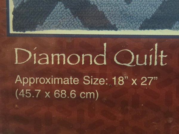 Vtg Caron Latch Hook Kit "Diamond Quilt" 18"x27" NEW SEALED Art HR0003 Blue
