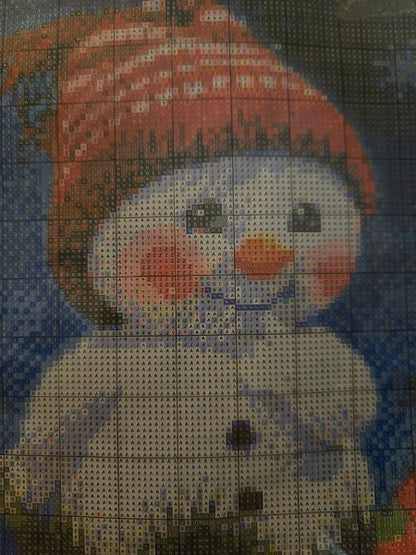 Christmas Stamped Cross Stitch Kit Cute Snowman Winter Holiday Craft Brand New