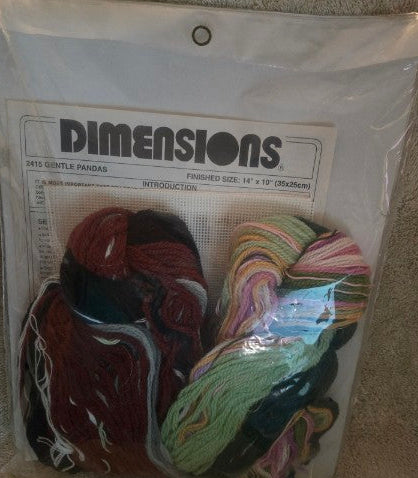Dimensions 2415 Gentle Pandas Needlepoint Kit Sealed Vintage 1993 Pure Wool Rare