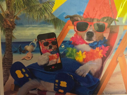 Funny Dog on Beach 1000 Pc Jigsaw Puzzle Travel Puppy Selfie 27x20" NEW Sealed
