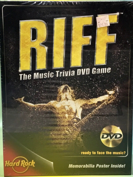 RARE VINTAGE 2005 UNIVERSITY GAMES HARD ROCK RIFF THE MUSIC TRIVIA DVD GAME WITH MEMORABILIA POSTER NEW SEALED