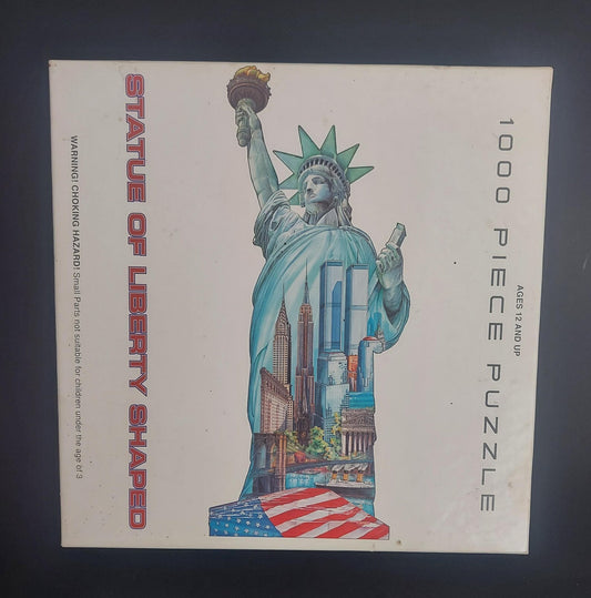 Statue of Liberty Shaped Jigsaw Puzzle 1000 Pc Vintage NYC Twin Towers NEW Sealed