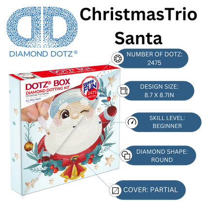 CHRISTMAS TRIO SANTA DOTZ BOX DIAMOND DOTTING BOX COMPLETE KIT NEW SEALED