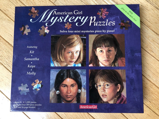 AMERICAN GIRL set of 4 MYSTERY Mini Jigsaw Puzzles 300 pc each with 16pg Booklet NEW SEALED